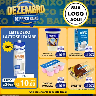 Modelo de Rede Social para Feed Facebook com o tema Dezembro de Preço Baixo para Frios e Laticínios