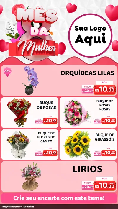Modelo de TV para TV Vertical com o tema Mês da Mulher para Floricultura e jardim