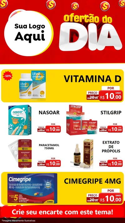 Modelo de TV para TV Vertical com o tema Ofertão do dia para Farmácia