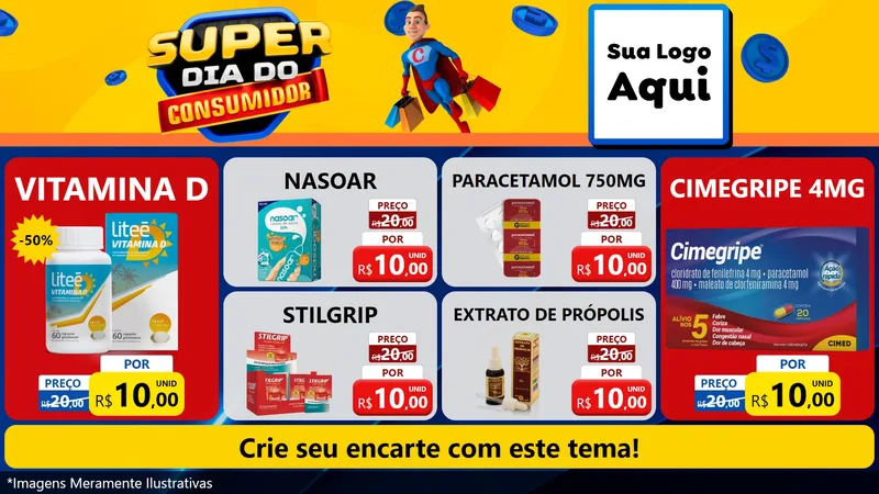 Modelo de TV para TV Horizontal com o tema Super Dia do Consumidor para Farmácia