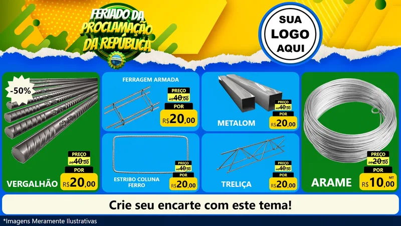 Modelo de TV para TV Horizontal com o tema Feriado da Proclamação da República para Ferragens