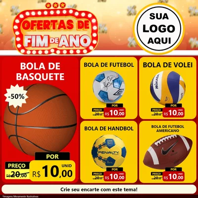 Modelo de Rede Social para Feed Facebook com o tema Ofertas de Fim de Ano para Artigos Esportivos