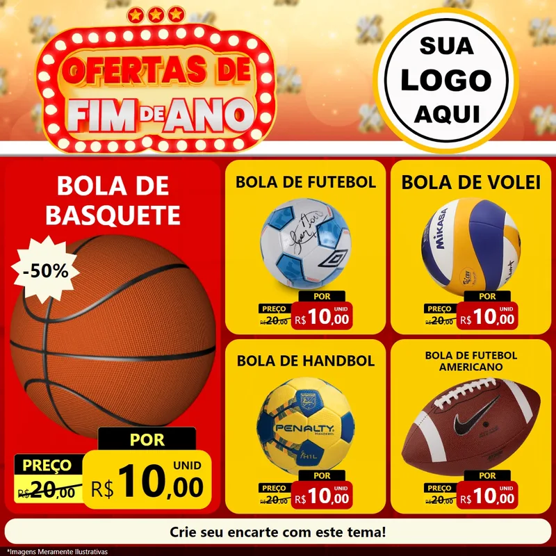 Modelo de Rede Social para Feed Facebook com o tema Ofertas de Fim de Ano para Artigos Esportivos