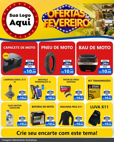 Modelo de Rede Social para Feed Instagram com o tema Ofertas de Fevereiro para Moto peças