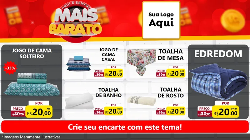 Modelo de TV para TV Horizontal com o tema Mais Barato para Cama, Mesa e Banho