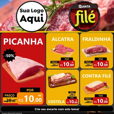 Modelo de Rede Social para Feed Facebook com o tema Quinta Filé para Açougue