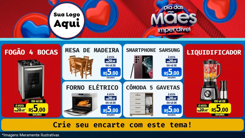 Modelo de TV para TV Horizontal com o tema Dia Das Mães Imperdível para Móveis e Eletro