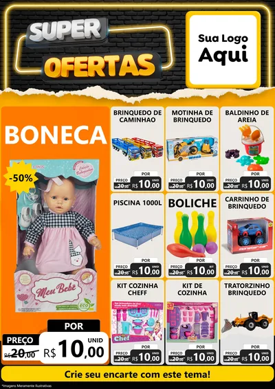 Modelo de Encarte para Encarte A4 Vertical com o tema Super Ofertas para Brinquedos