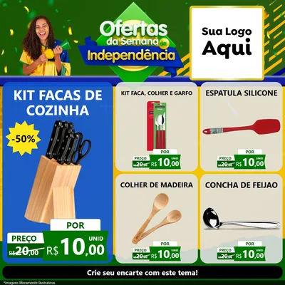 Modelo de Rede Social para Feed Facebook com o tema Ofertas da Semana da Independência para Utilidades Domésticas