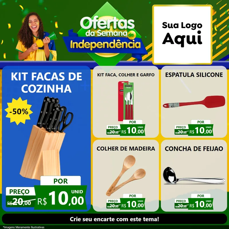 Modelo de Rede Social para Feed Facebook com o tema Ofertas da Semana da Independência para Utilidades Domésticas
