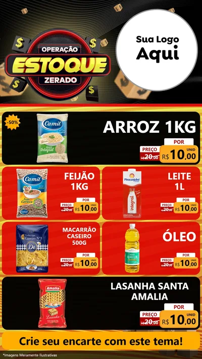 Modelo de TV para TV Vertical com o tema Operação Estoque Zerado para Supermercado