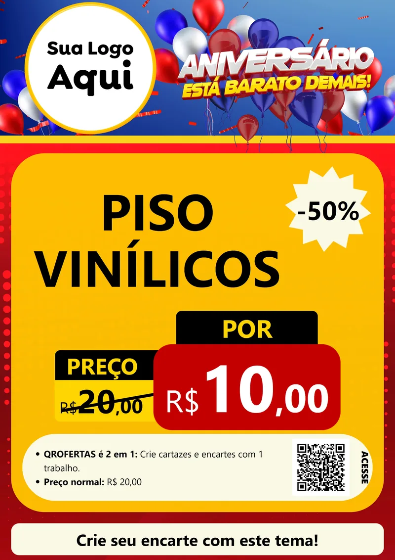 Modelo de Cartaz para Cartaz A4 Vertical com o tema Aniversário para Material para Construção