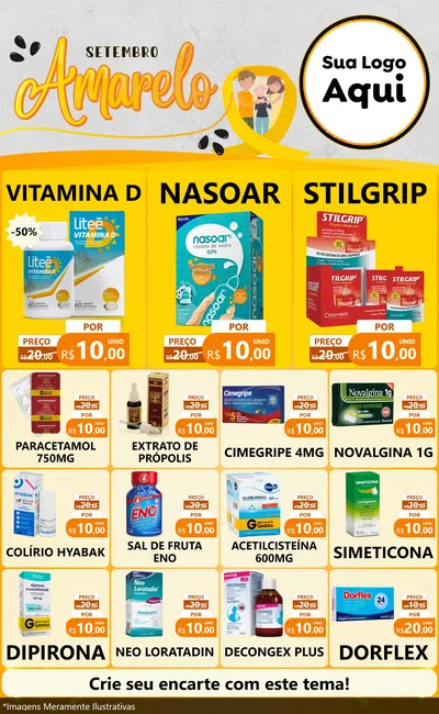 Modelo de Encarte para Encarte Grande com o tema Setembro Amarelo para Farmácia