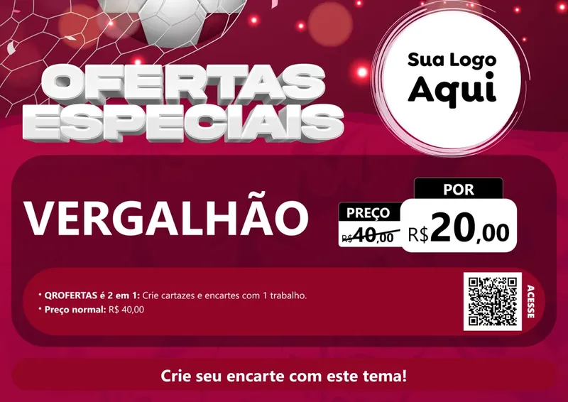 Modelo de Cartaz para Cartaz A4 Horizontal com o tema Ofertas Especiais - Futebol para Ferragens