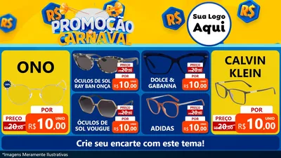 Modelo de TV para TV Horizontal com o tema Promoção de Carnaval para Óticas