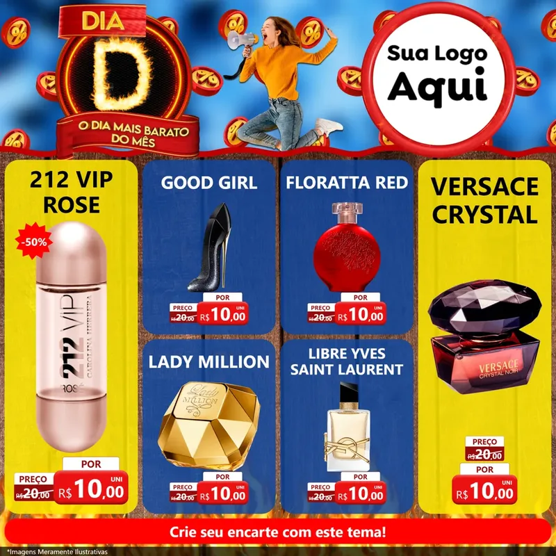 Modelo de Rede Social para Feed Facebook com o tema Dia D - O Dia Mais Barato Do Mês para Perfumes