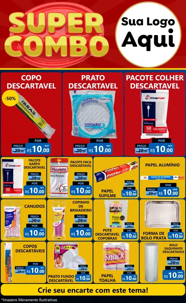 Modelo de Encarte para Encarte Grande com o tema Super Combo para Embalagens