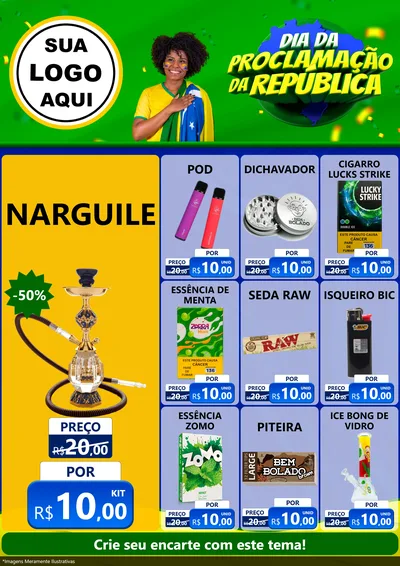 Modelo de Encarte para Encarte A4 Vertical com o tema Dia Da Proclamação Da República para Tabacaria