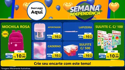 Modelo de TV para TV Horizontal com o tema Semana da Independência para Papelaria