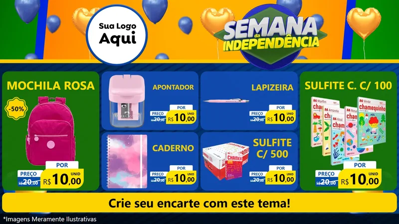 Modelo de TV para TV Horizontal com o tema Semana da Independência para Papelaria
