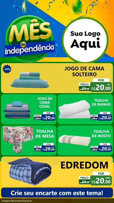 Modelo de TV para TV Vertical com o tema Mês da Independência para Cama, Mesa e Banho