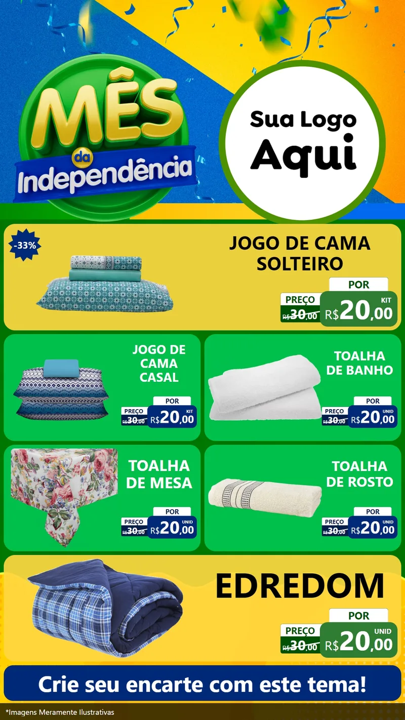 Modelo de TV para TV Vertical com o tema Mês da Independência para Cama, Mesa e Banho