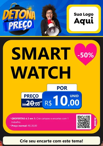 Modelo de Cartaz para Cartaz A4 Vertical com o tema Detona Preços para Informática
