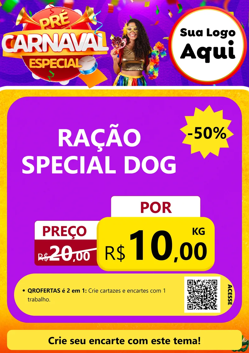 Modelo de Cartaz para Cartaz A4 Vertical com o tema Pré-Carnaval Especial para Pet Shop