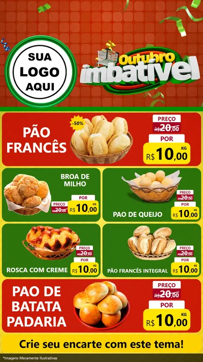 Modelo de TV para TV Vertical com o tema Outubro Imbatível para Padaria