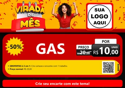 Modelo de Cartaz para Cartaz A4 Horizontal com o tema Virada de Mês para Água e gás