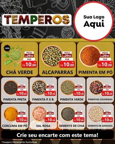 Modelo de Rede Social para Feed Instagram com o tema Temperos para Produtos Naturais
