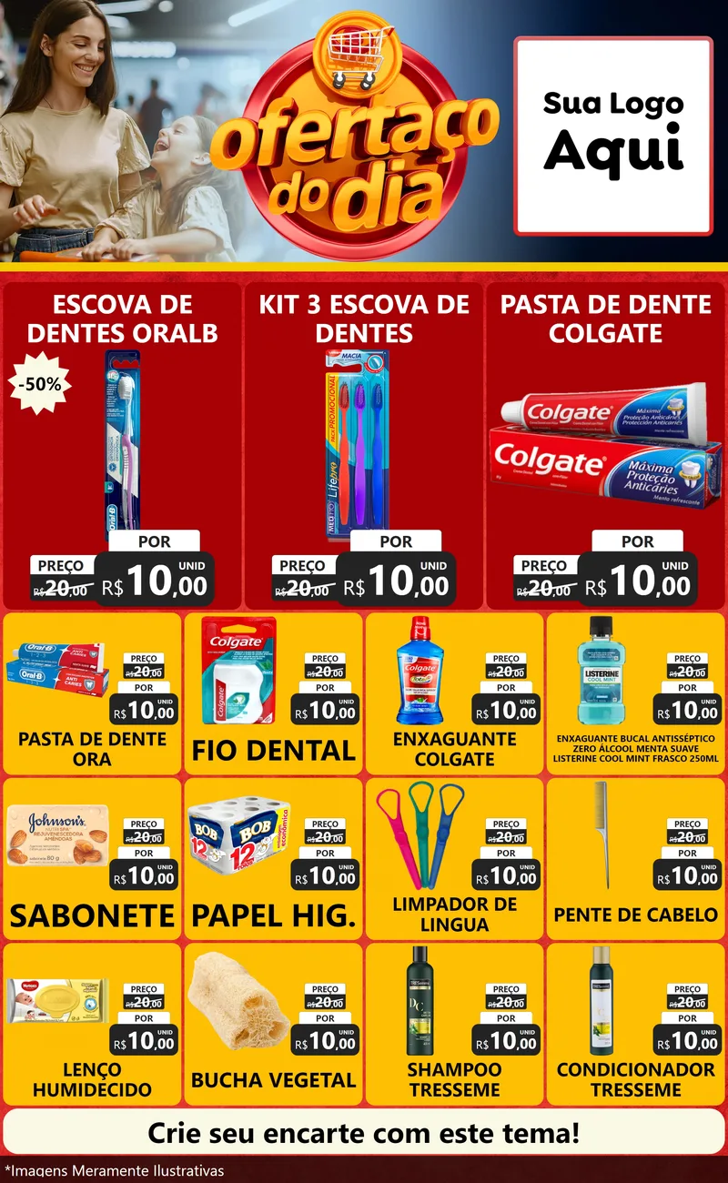 Modelo de Encarte para Encarte Grande com o tema Ofertaço Do Dia para Higiene Pessoal
