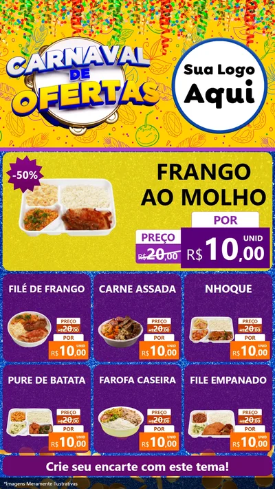 Modelo de Rede Social para Stories com o tema Carnaval de Ofertas para Restaurante