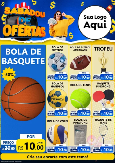 Modelo de Encarte para Encarte A4 Vertical com o tema Sabadou de Ofertas para Artigos Esportivos