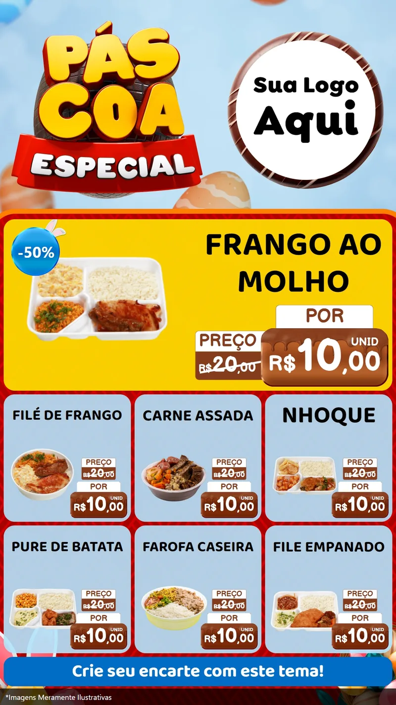 Modelo de Rede Social para Stories com o tema Páscoa Especial para Restaurante