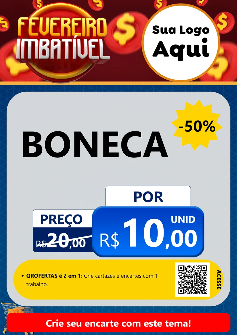 Modelo de Cartaz para Cartaz A4 Vertical com o tema Fevereiro Imbatível para Brinquedos
