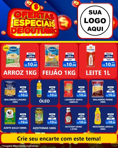 Modelo de Rede Social para Feed Instagram com o tema Ofertas Especiais de Outubro para Supermercado