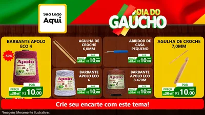 Modelo de TV para TV Horizontal com o tema Dia do Gaúcho para Armarinho e Aviamentos