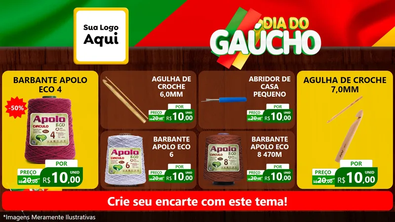 Modelo de TV para TV Horizontal com o tema Dia do Gaúcho para Armarinho e Aviamentos