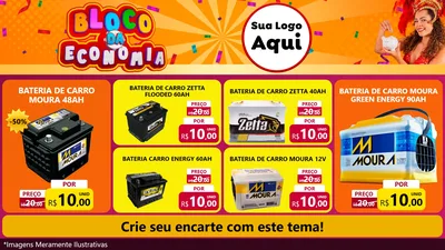 Modelo de TV para TV Horizontal com o tema Bloco da Economia para Baterias Elétricas