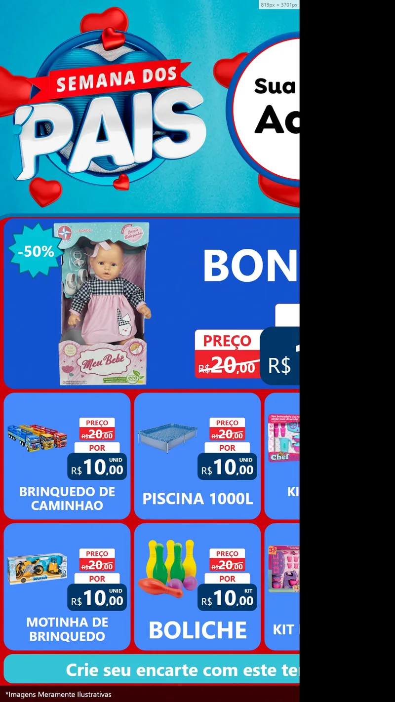 Modelo de Rede Social para Stories com o tema Semana Dos Pais para Brinquedos