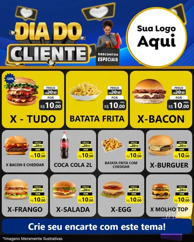 Modelo de Rede Social para Feed Instagram com o tema Dia Do Cliente para Hamburgueria
