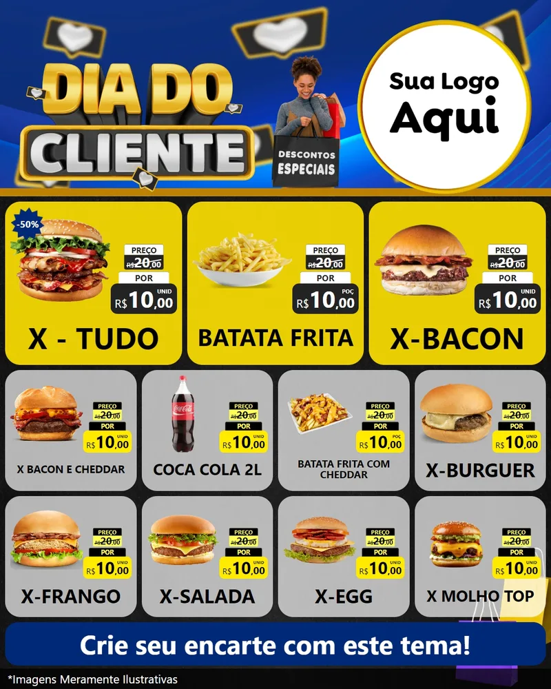 Modelo de Rede Social para Feed Instagram com o tema Dia Do Cliente para Hamburgueria