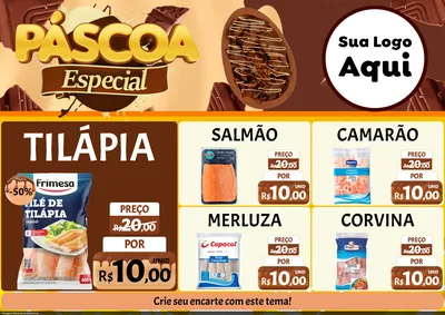 Modelo de Encarte para Encarte A4 Horizontal com o tema Páscoa Especial para Peixaria
