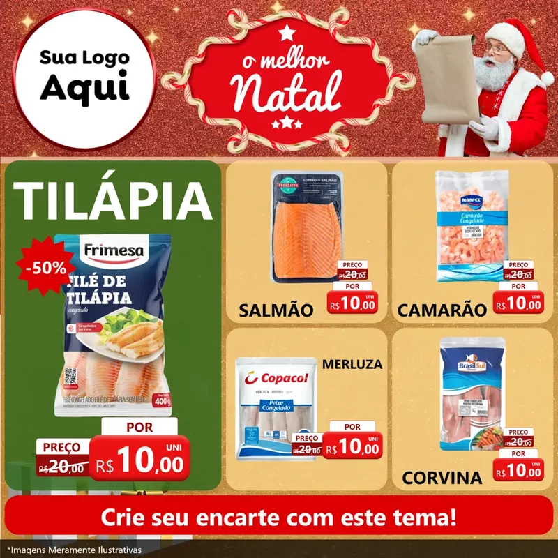 Modelo de Rede Social para Feed Facebook com o tema O Melhor Natal para Peixaria
