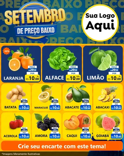 Modelo de Rede Social para Feed Instagram com o tema Setembro De Preço Baixo para Hortifrúti