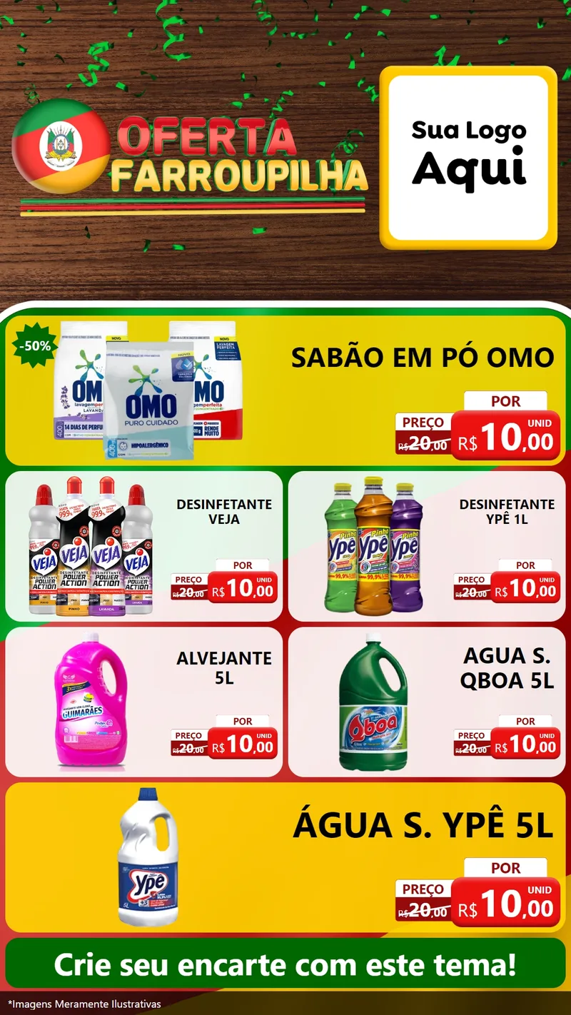 Modelo de TV para TV Vertical com o tema Oferta Farroupilha para Produtos de Limpeza