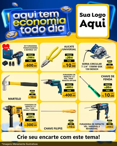 Modelo de Rede Social para Feed Instagram com o tema Aqui Tem Economia Todo Dia para Maquinas e Ferramentas