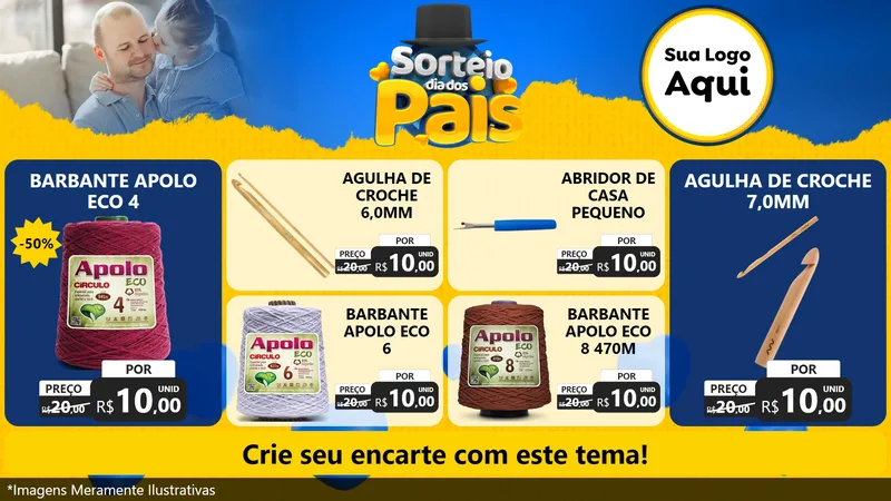 Modelo de TV para TV Horizontal com o tema Sorteio Dia Dos Pais para Armarinho e Aviamentos