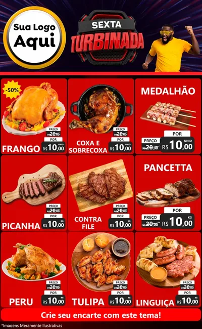 Modelo de Encarte para Encarte Grande com o tema Sexta Turbinada para Assados